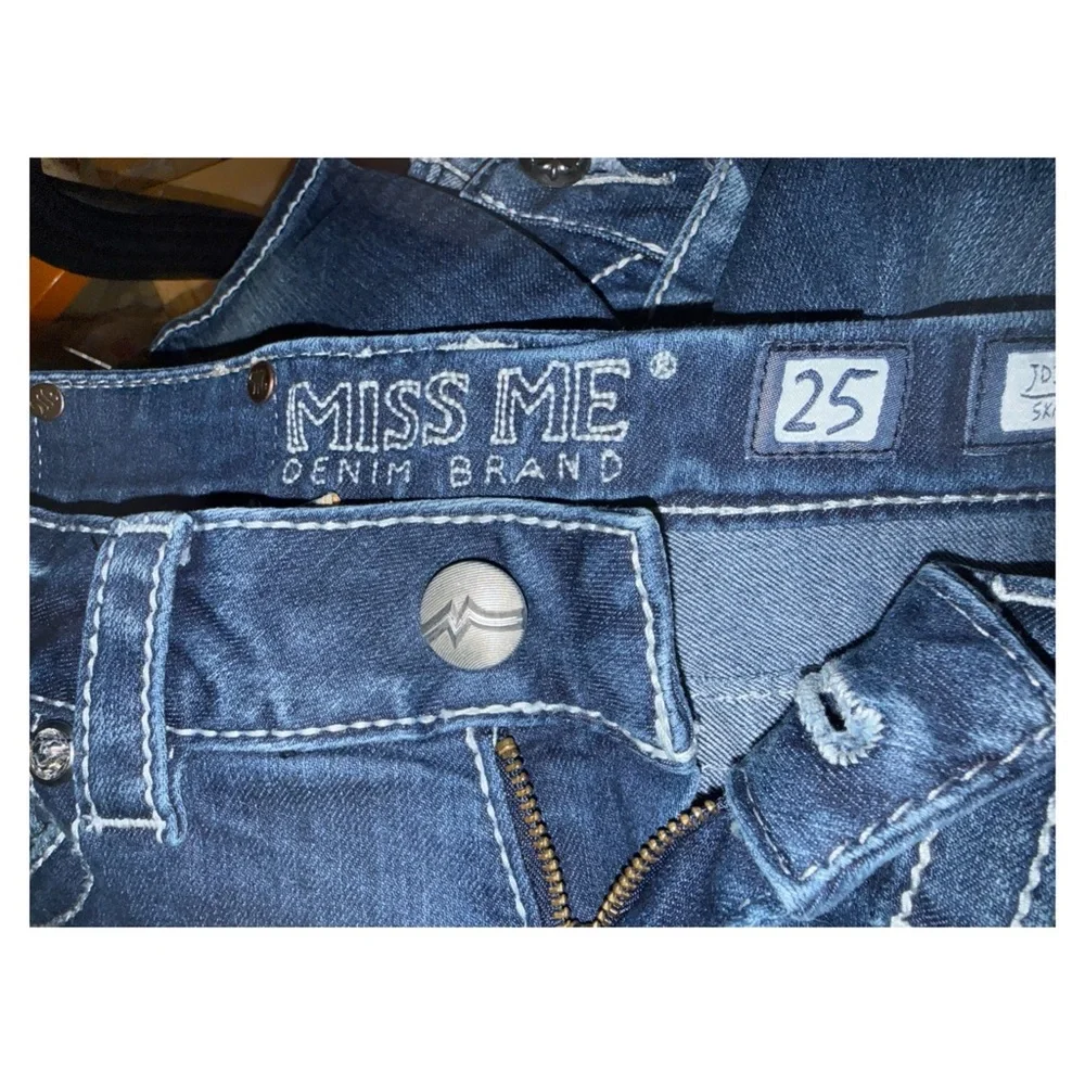Miss Me - JD1102S Skinny Jeans - Dark Wash Contrast Stitch Denim - Size 25 - Picture 6 of 9